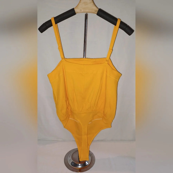 A NWT - Free People Marissa Tangerine Yellow Bodysuit Tank Top - Picture 2 of 6